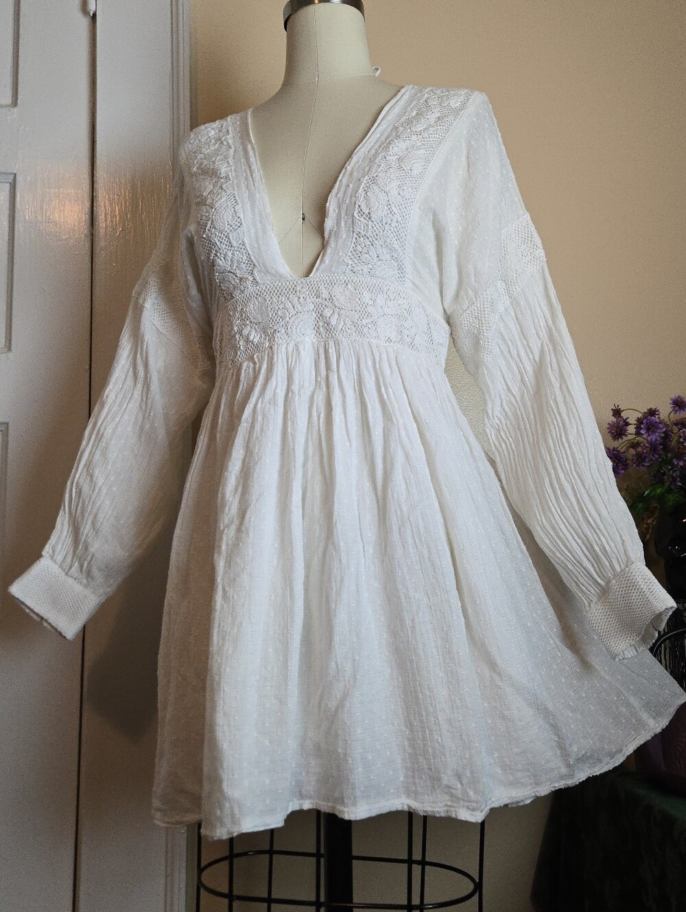 Free People Sugar Pie Swiss Dot Dress | White Small Cotton | Boho, cottagecore
